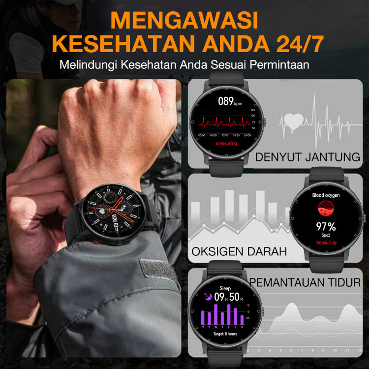 9.9 Promosi Super Garansi satu tahun-Memantau detak jantung/glukosa darah Jam tangan Bluetooth-Sertifikasi BPOM-mengukur kadar gula darah, detak jantung, kualitas tidur, dan kesehatan umum lainnya